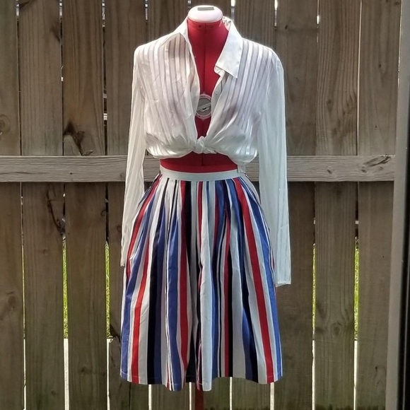 Modcloth Striped Red, White & Blue Twee Skirt. America - 4th of july - Picture 2 of 5